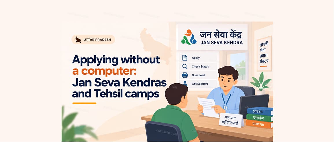 Applying without a computer: Jan Seva Kendras and Tehsil camps